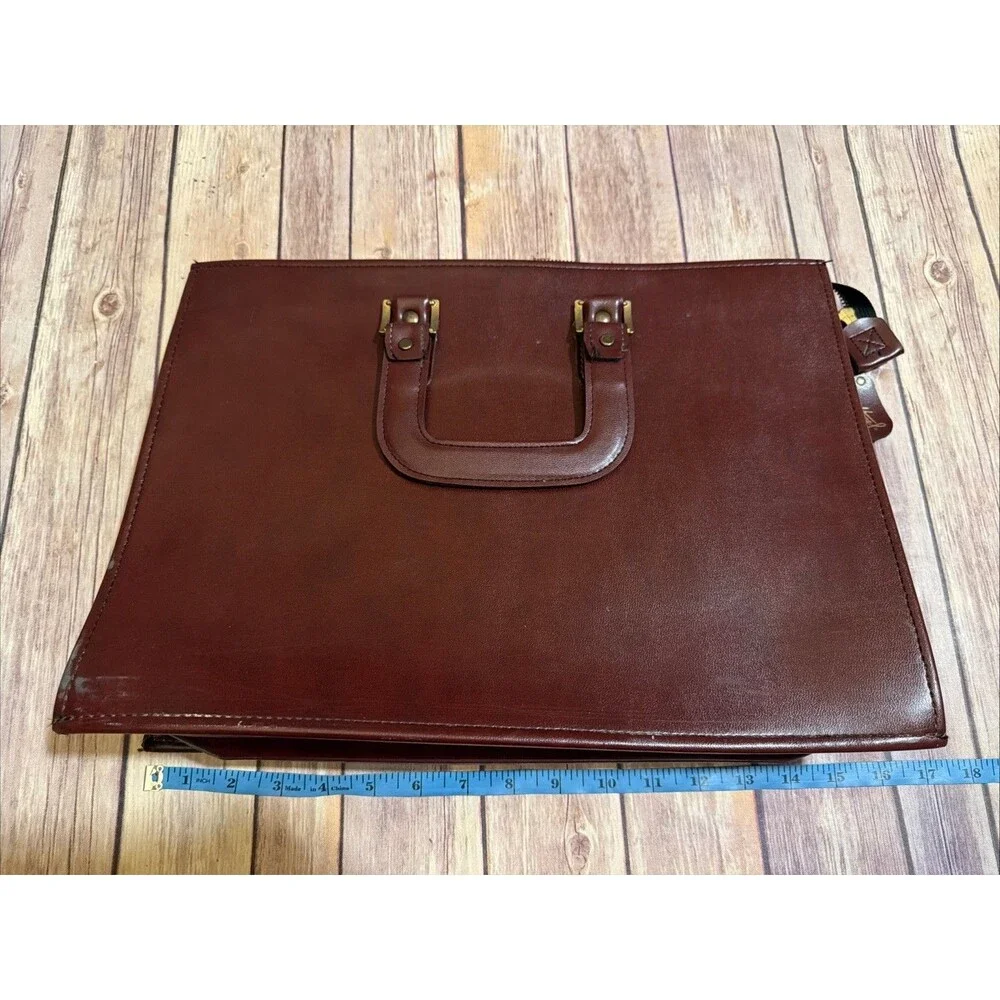 Vintage Hazel Brown Document Briefcase Portfolio Bag Attache Case Leather 16